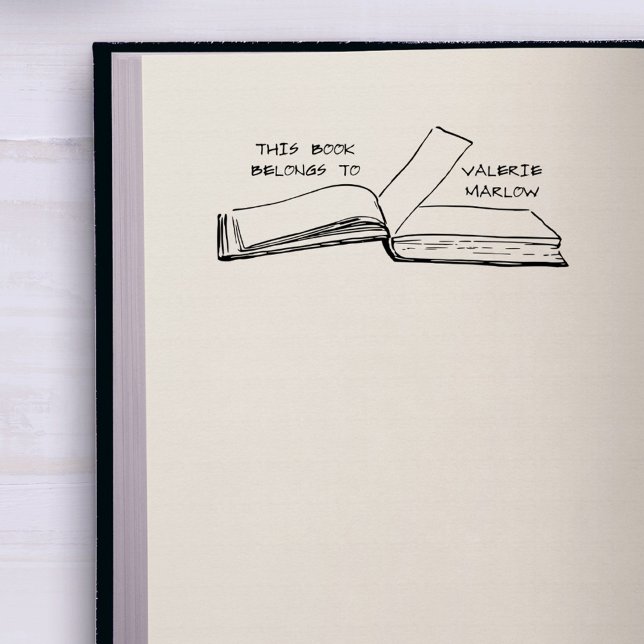 Tampon Auto-encreur Livre de bibliothèque personnalisée Décontracté si (Simple Rustic Casual Handwriting Library Book Self-inking Stamp)