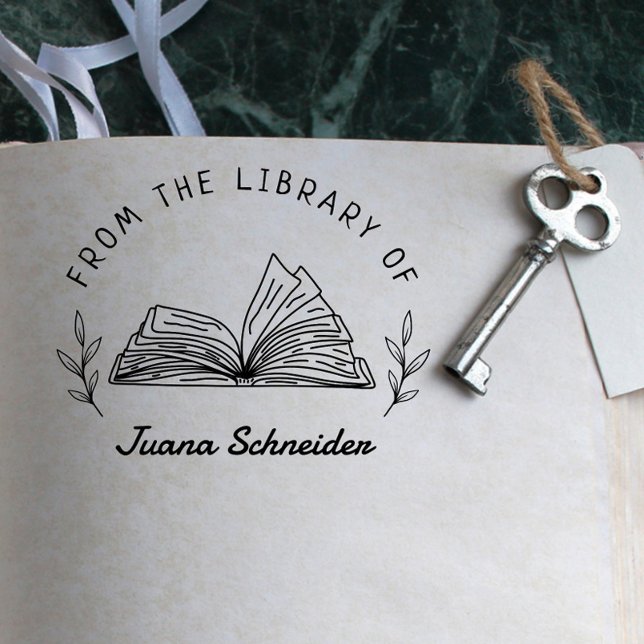 Tampon Auto-encreur Livre de bibliothèque personnalisée simple à main (Créateur téléchargé)