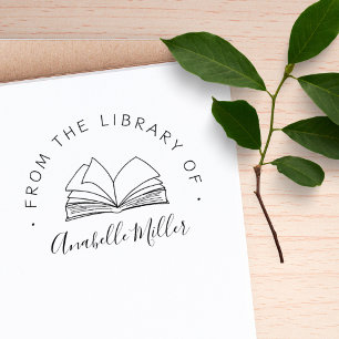 Tampon Auto-encreur Livre Main Moderne Tirée De L'Bibliothèque