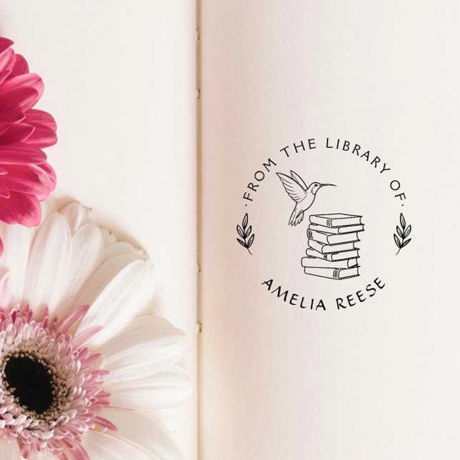 Tampon Auto-encreur Livre personnalisé de la bibliothèque de colibri (Créateur téléchargé)