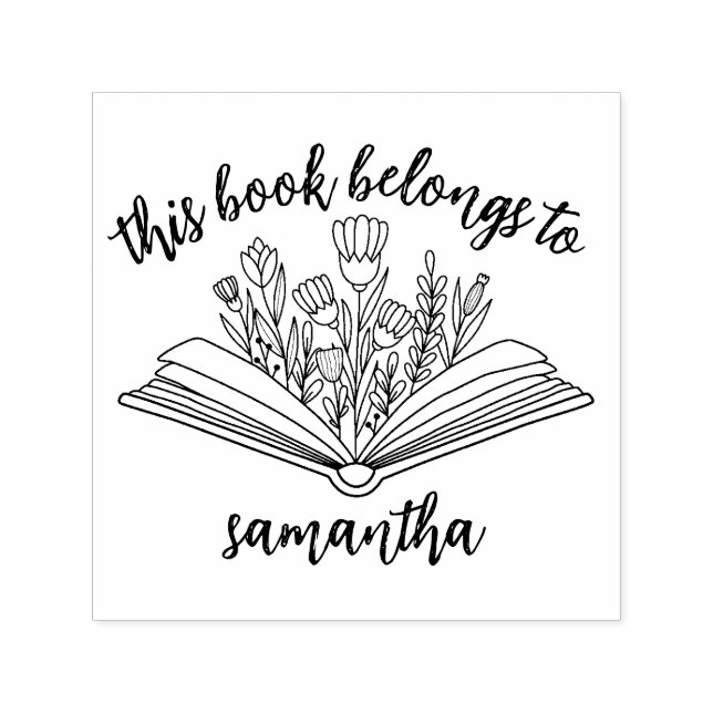 Tampon Auto-encreur Livres à fleurs Ce livre appartient à (Design)