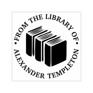 Tampon Auto-encreur Livres "De la bibliothèque de" Nom Monogram
