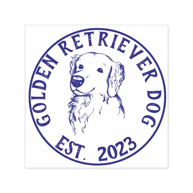 Tampon Auto-encreur logo Chien promeneur retriever doré (Design)