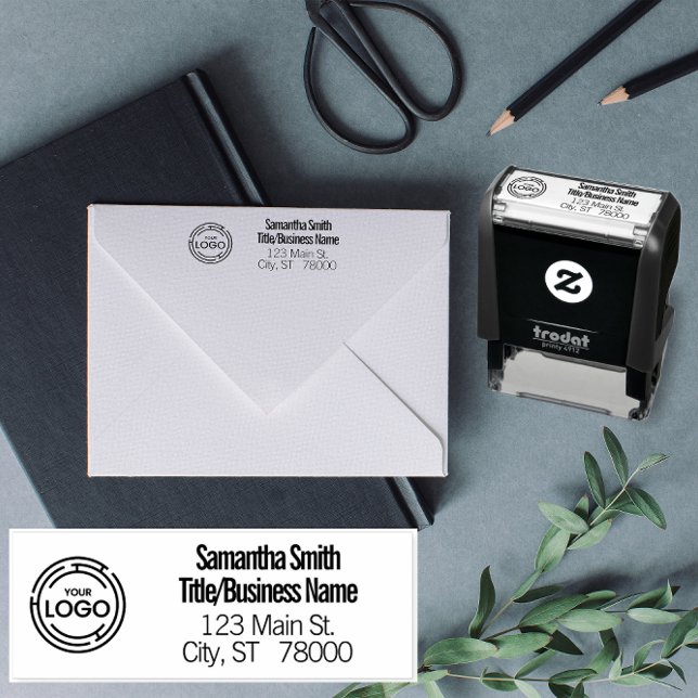 Tampon Auto-encreur Logo de société personnalisé Adresse (Business Logo Self Inking Stamp)