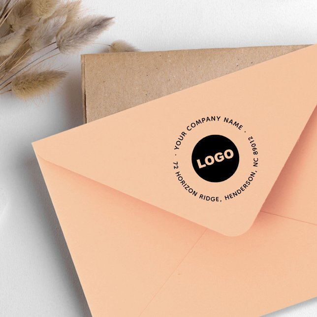 Tampon Auto-encreur Logo d'entreprise Modern Round Retour Adresse Slog (Business Logo Modern Round Return Address Slogan Self-inking Stamp)