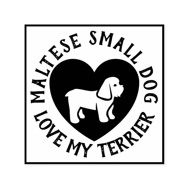 Tampon Auto-encreur Logo Maltese Terrier Dog Love Scrapbooking (Design)