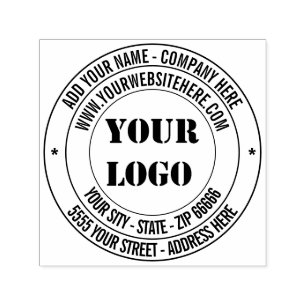 Tampon Auto-encreur Logo ou Photo et Nom Adresse Exemple de Timbre Ron