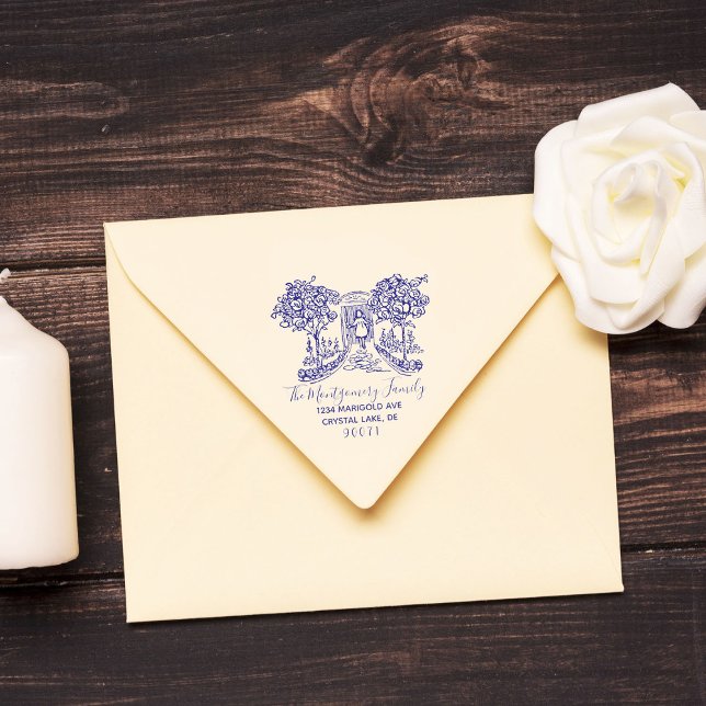 Tampon Auto-encreur Logo personnalisé Élégant Nom de famille Adresse d (Créateur téléchargé)