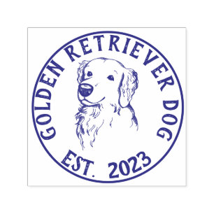 Tampon Auto-encreur logo Promeneur de chiens Golden retriever