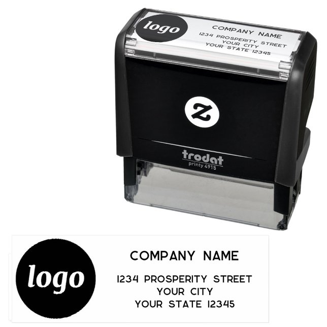 Tampon Auto-encreur Logo simple Adresse de retour de l'entreprise (Simple logo with text business company return address self inking stamp)