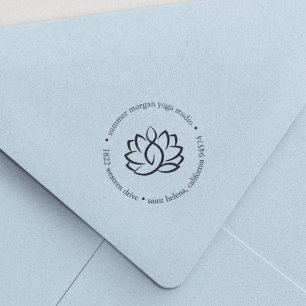Tampon Auto-encreur Lotus Flower Yoga Wellness Spa Adresse de retour
