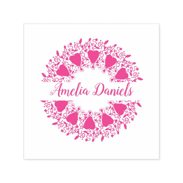 Tampon Auto-encreur Love Heart Wreath Name Self-inking Stamp (Design)