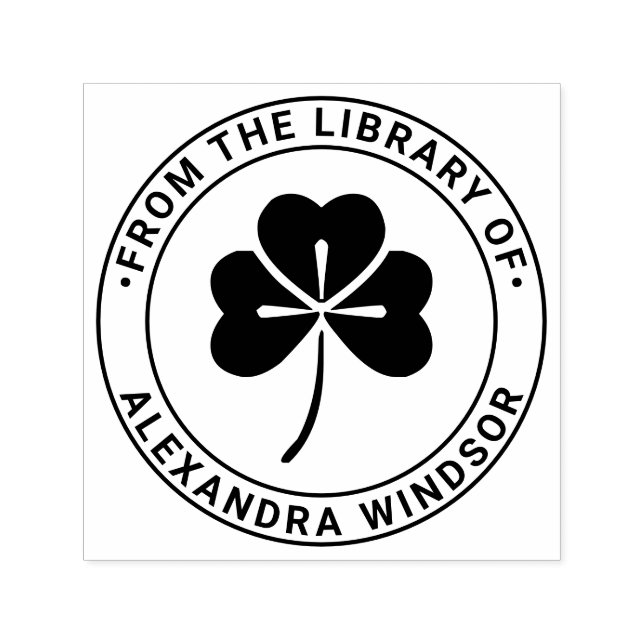 Tampon Auto-encreur Lucky Shamrock #4 Nom du livre de bibliothèque (Design)