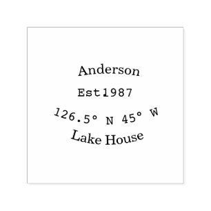 Tampon Auto-encreur Maison de lac etc. Date année coordonnées personna