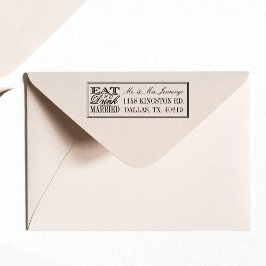 Tampon Auto-encreur Mangez, buvez et soyez mariés Mariage noir/blanc m