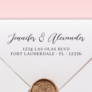 Tampon Auto-encreur Mariage Adresse de retour Élégant Script de callig