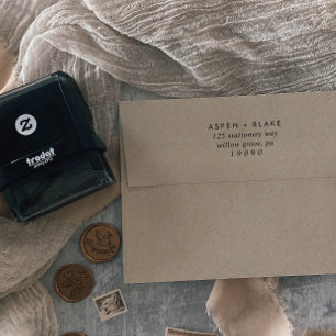 Tampon Auto-encreur Mariage de script moderne Adresse de retour