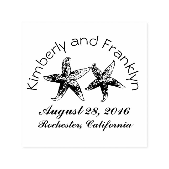 Tampon Auto-encreur Mariage de Starfish Couple Beach (Design)