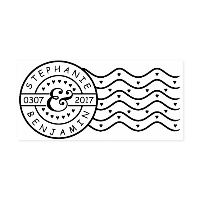 Tampon Auto-encreur Mariage Enregistrer le cachet postal Date Mail | A (Design)