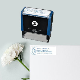 Tampon Auto-encreur Mariage géométrique Floral Adresse en couple