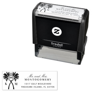 Tampon Auto-encreur Mariage tropical noué de destination de palmiers