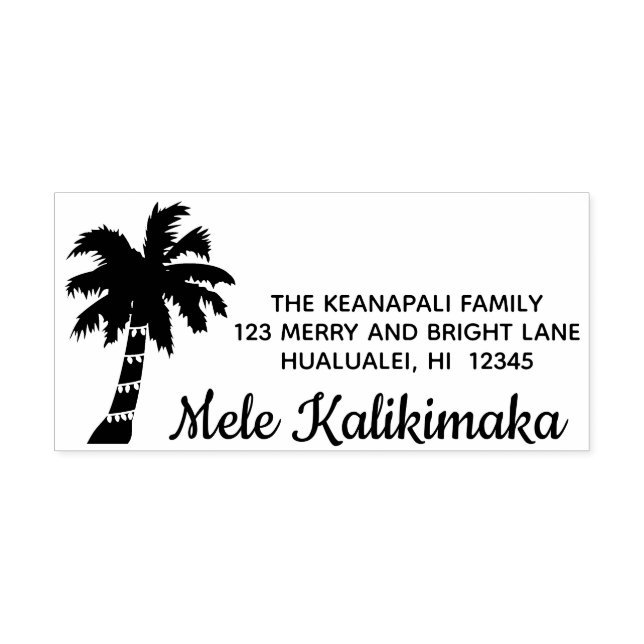 Tampon Auto-encreur Mele Kalikimaka Hawaii Xmas Adresse Timbre Palm (Design)
