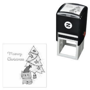 Tampon Auto-encreur Meowy Christmas Chat and Tree