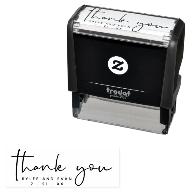 Tampon Auto-encreur Merci | Couple Mariage moderne (En situation)