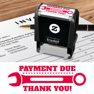 Tampon Auto-encreur Merci dû au paiement ! Timbre WRENCH auto-encastré