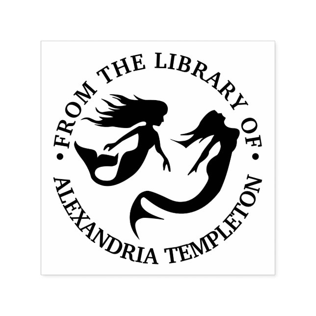 Tampon Auto-encreur Mermaiers Baignade Silhouette Bibliothèque Nom du  (Design)