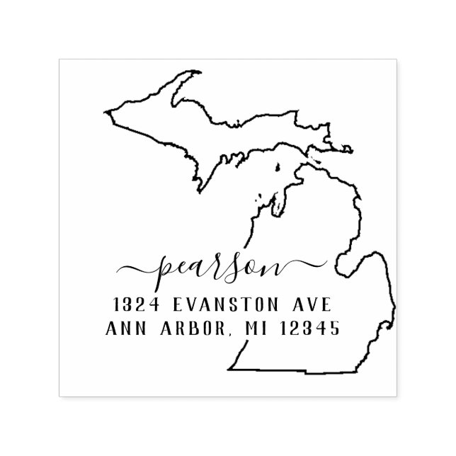 Tampon Auto-encreur Michigan Adresse de retour Timbre auto-allumage (Design)