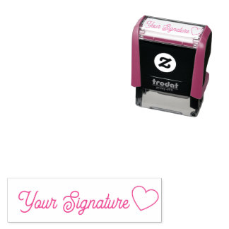 Tampon Auto-encreur Mini moderne Cursive Signature Script Coeur