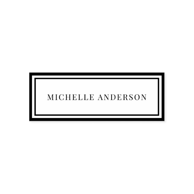 Tampon Auto-encreur Minimalist Elegant Double Boarder Name  (Design)