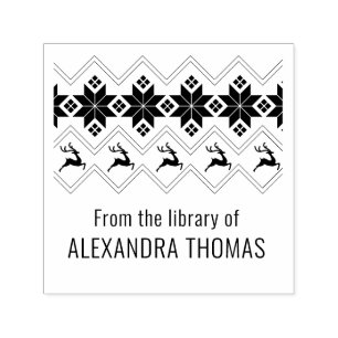 Tampon Auto-encreur Modèle de pull scandinave « De la bibliothèque de