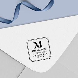 Tampon Auto-encreur Modern Classic Nom de famille Monogramme Adresse