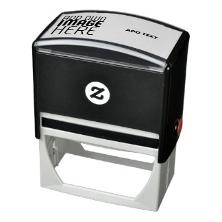 TAMPON AUTO-ENCREUR MODERN EDITABLE SIMPLE WHITE IMAGE TEXT TEMPLATE