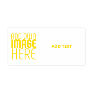 TAMPON AUTO-ENCREUR MODERN EDITABLE WHITE IMAGE TEXT TEMPLATE YELLOW
