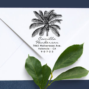 Tampon Auto-encreur Modern Rustic Palm Tree Adresse de retour personna