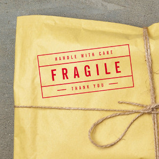 Tampon Auto-encreur Moderne Bordure Gras Manipulez avec soin Merci Fra