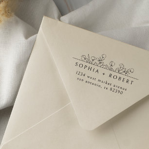 Tampon Auto-encreur Moderne minimaliste Floral Mariage Adresse de reto