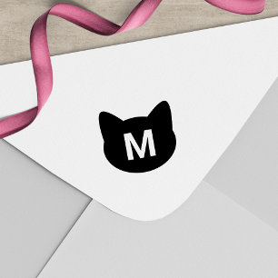 Tampon Auto-encreur Monogramme à visage de chat mignon
