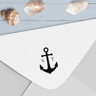 Tampon Auto-encreur Monogramme Ancre nautique