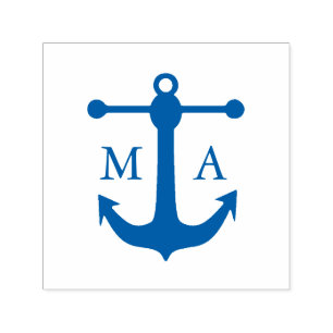 Tampon Auto-encreur Monogramme Ancre nautique