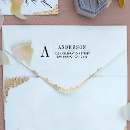 Tampon Auto-encreur Monogramme classique | Fuchsia Adresse de retour i