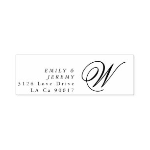 Tampon Auto-encreur Monogramme de calligraphie violette classique Gold