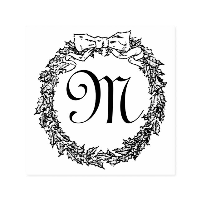 Tampon Auto-encreur Monogramme de couronne de Noël Personnaliser (Design)
