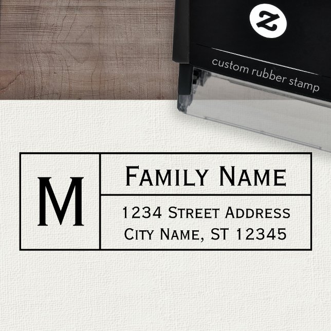 Tampon Auto-encreur Monogramme et adresse de retour personnalisés - cl (Custom Self-Inking Rubber Stamp)