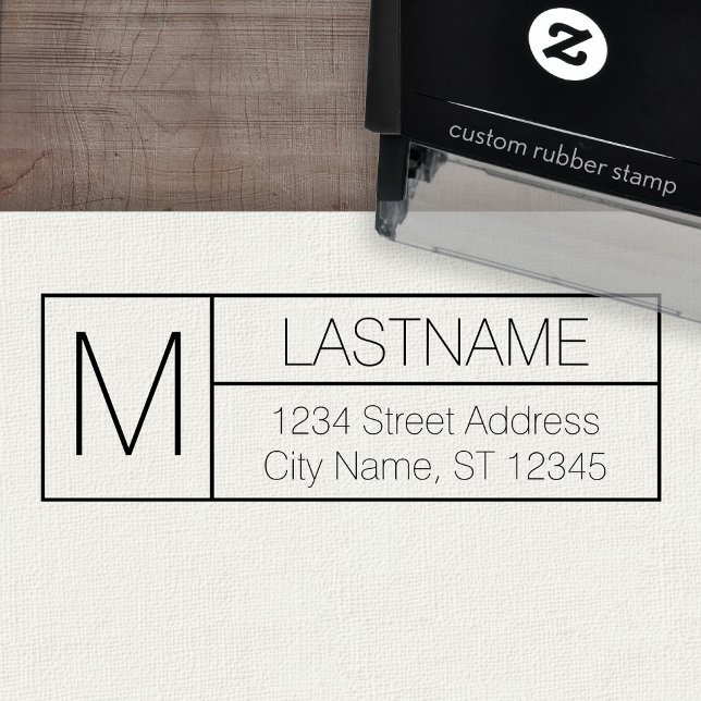 Tampon Auto-encreur Monogramme et adresse de retour personnalisés - Mo (Custom Self-inking Rubber Stamp)