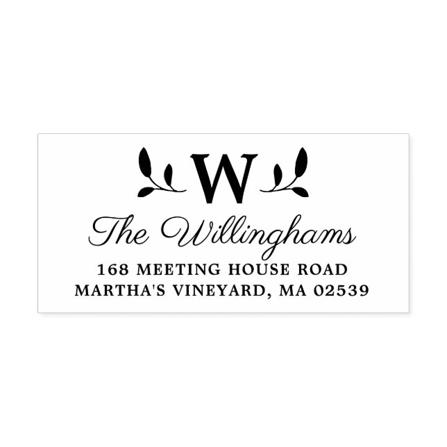 Tampon Auto-encreur Monogramme Feuille botanique (Design)