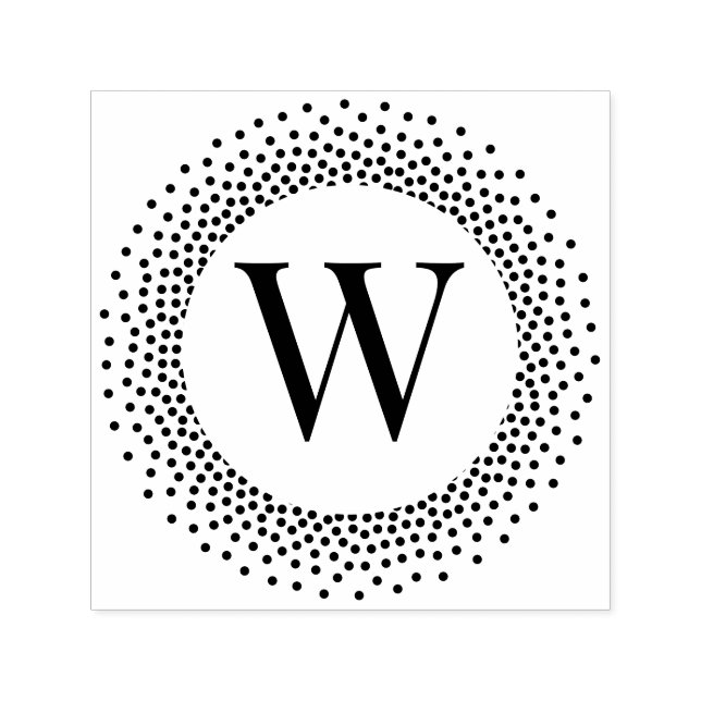 Tampon Auto-encreur Monogramme initial unique cadre de points pointill (Design)